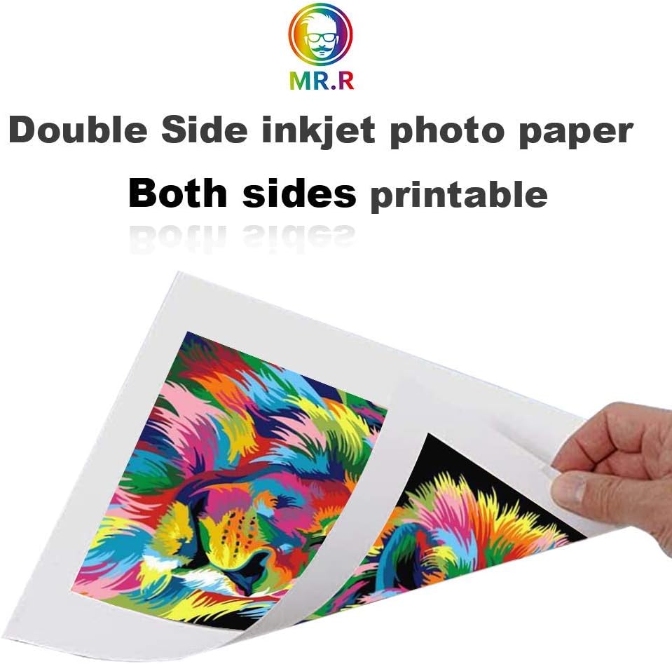 MR.R Double Side Glossy Inkjet Photo Paper 160gsm,A4 210 x 297mm100 Sheets per Pack for All Inkjet Printers 5 61h6aKZf44L. AC SL1000