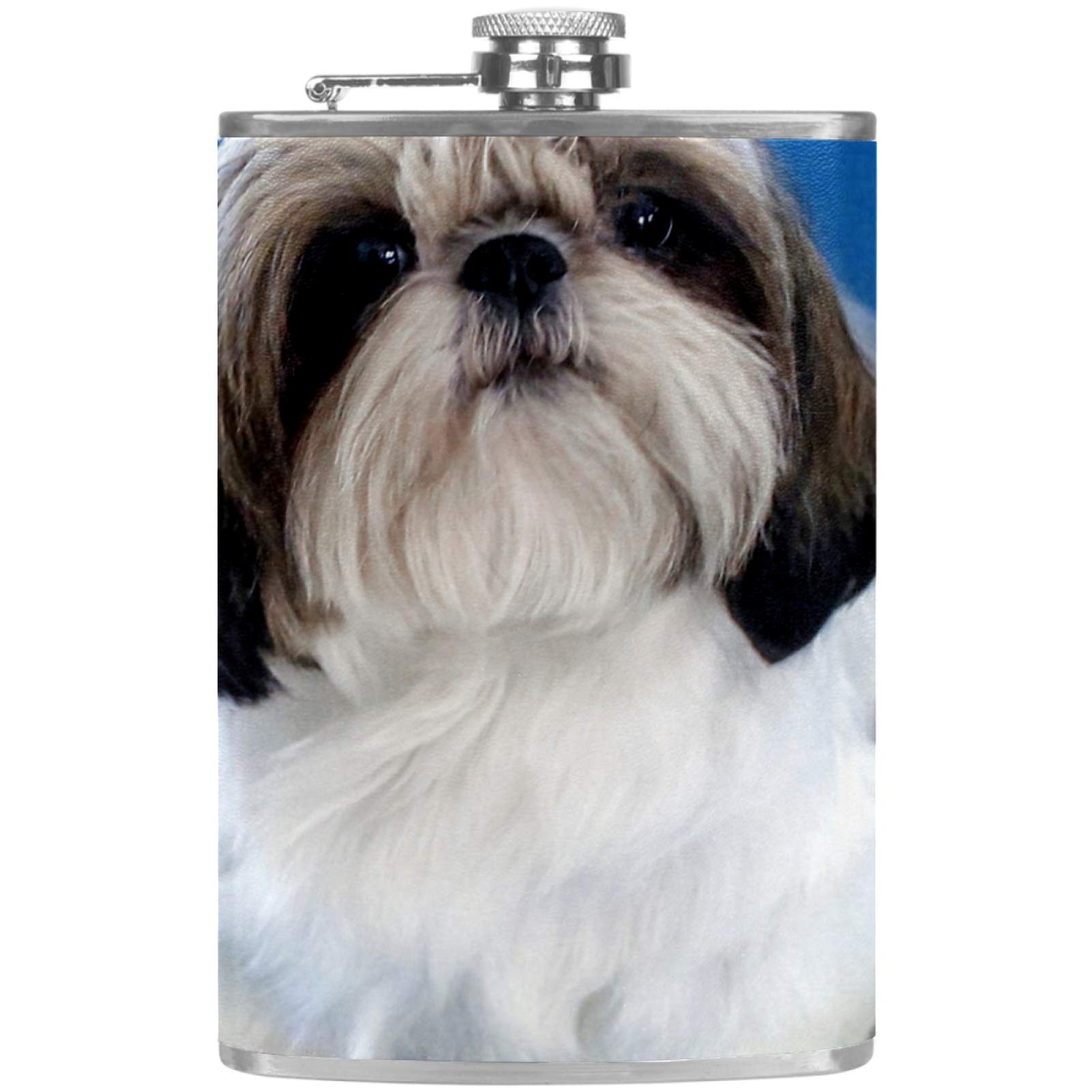 Flasque à whisky de poche en cuir Shih Tzu idéale pour vos barbecues et pêche