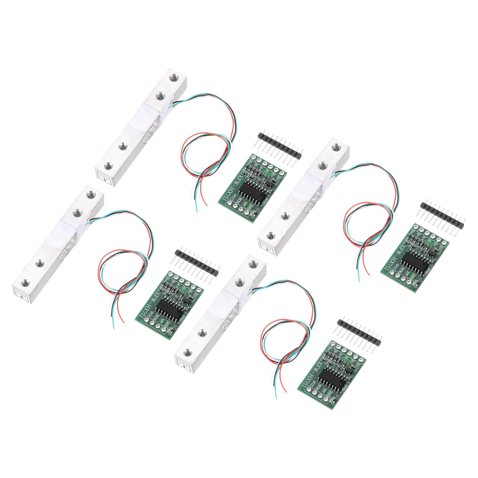 QUARKZMAN Sensori di Pesatura, 4 Set Sensore Peso Cella Carico Digitale 5Kg + Modulo Hx711 Sensore Pesatura 24 Bit A/D Precisione Doppio Canale per Kit Bilancia Cucina Elettronica Portatile