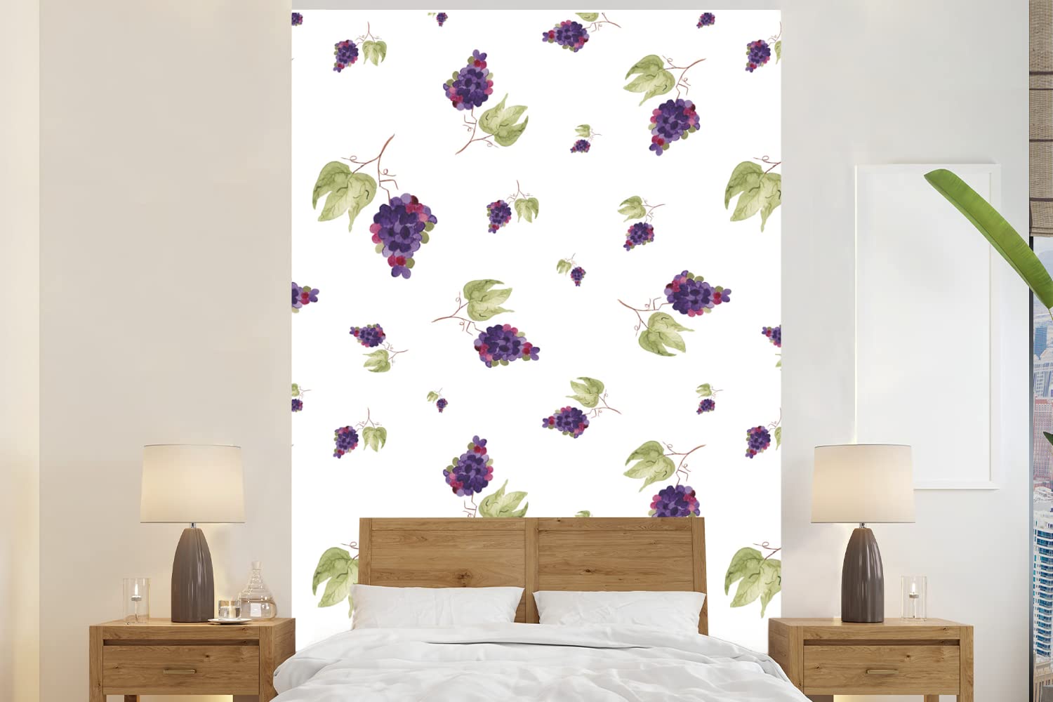 Selbstklebend Tapete Wandpapier Wandaufkleber Fototapete Tapeten Wanddeko 170x260 cm Weintrauben - Blätter - Schablonen