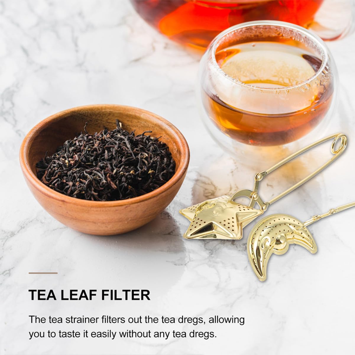 Toyvian Infuseur à Thé Étoiles Lune en Acier Inoxydable Doré Filtre à Thé avec Poignée Usage Quotidien