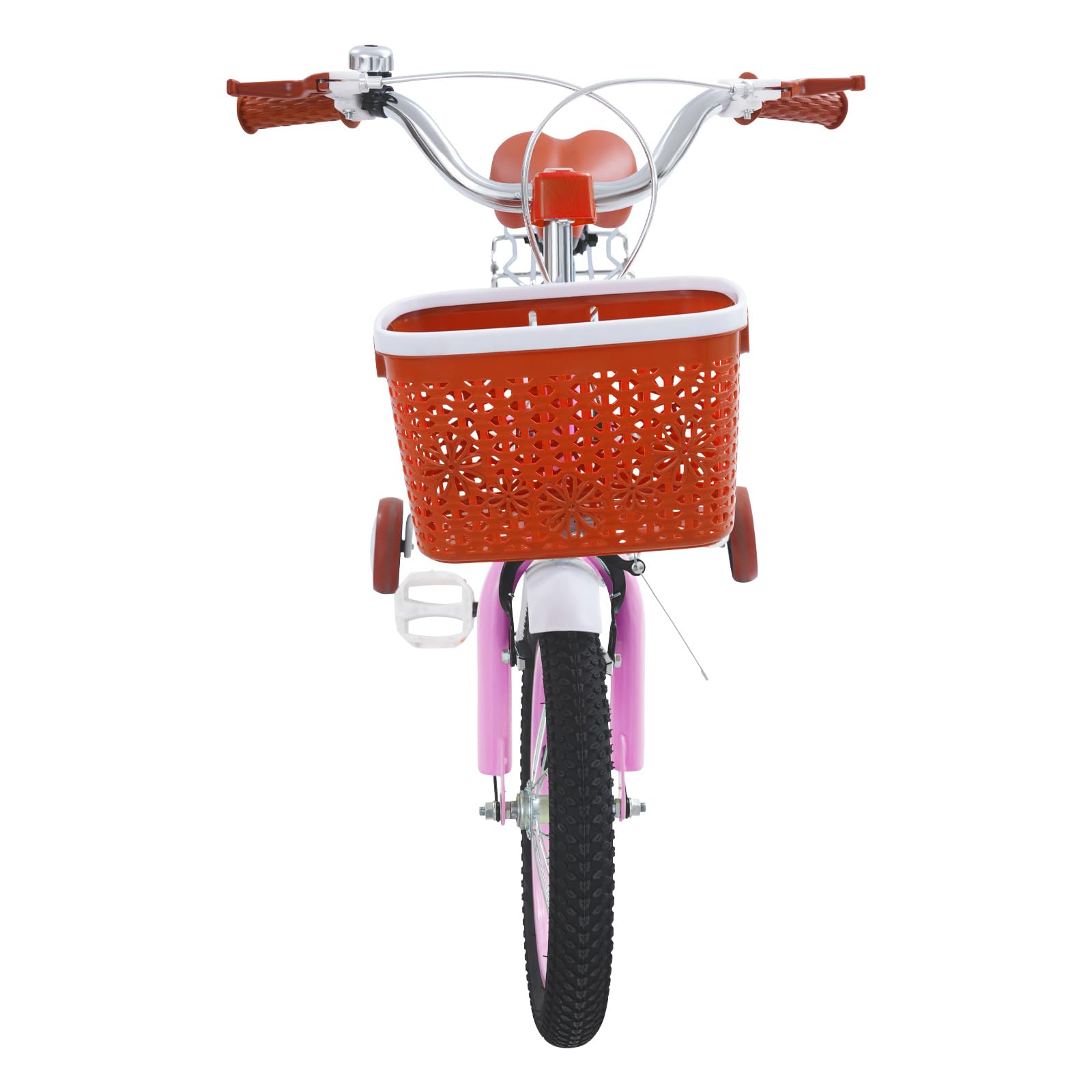 Vélo enfant 14 pouces réglable en hauteur BMX Freestyle pour garçons et filles à partir de 3 à 6 ans avec roues stabilisatrices, siège arrière et panier