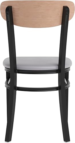 Miniatura 84 de Flash Furniture Wright - Silla de comedor de grado comercial, asiento de madera maciza con acabado de nogal y respaldo de boomerang, 500 libras de