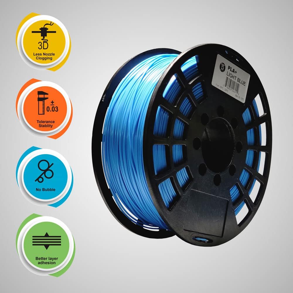 review IIIDMAX PLA Plus Filament – 3D Printing PLA+ Filament 1.75mm, Dimensional Accuracy +/- 0.03 mm, 1kg (2.2lbs) Spool, Fits Most FDM Printers – Made in USA (Light Blue)
