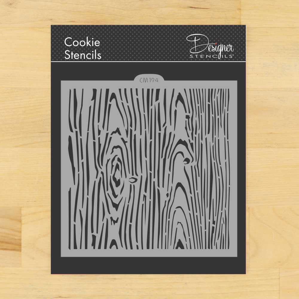Faux Wood Grain Cookie and Craft Stencil | CM194 by Designer Stencils | Cookie Stencils for Royal Icing, Dusting Powder or Paint