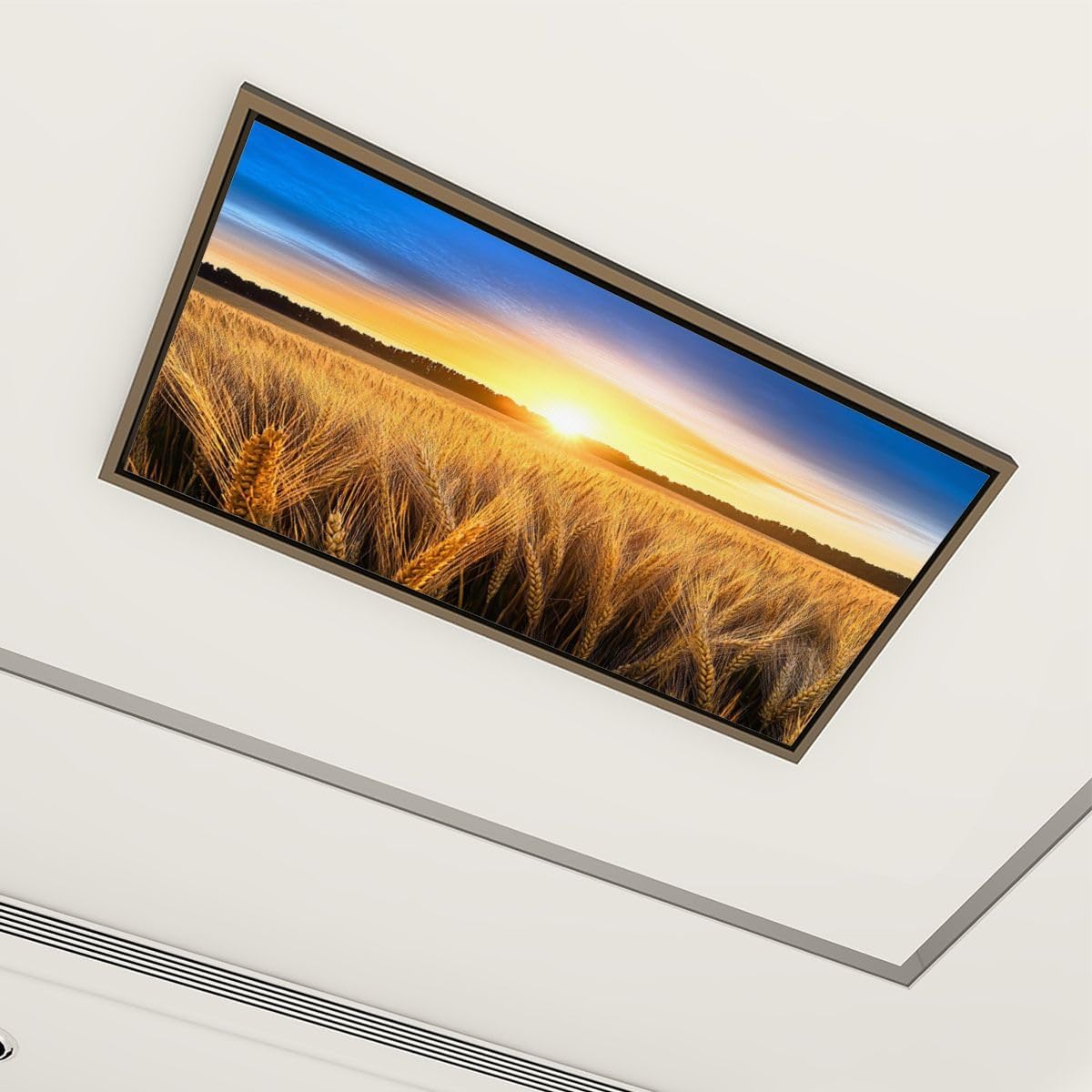 4 Pack Fluorescent Light Covers for Ceiling Lights Wooden Floor Beautiful Sunrise Decorative Magnetic Fluorescent Light Covers for Classroom Office Home 2x4 ft