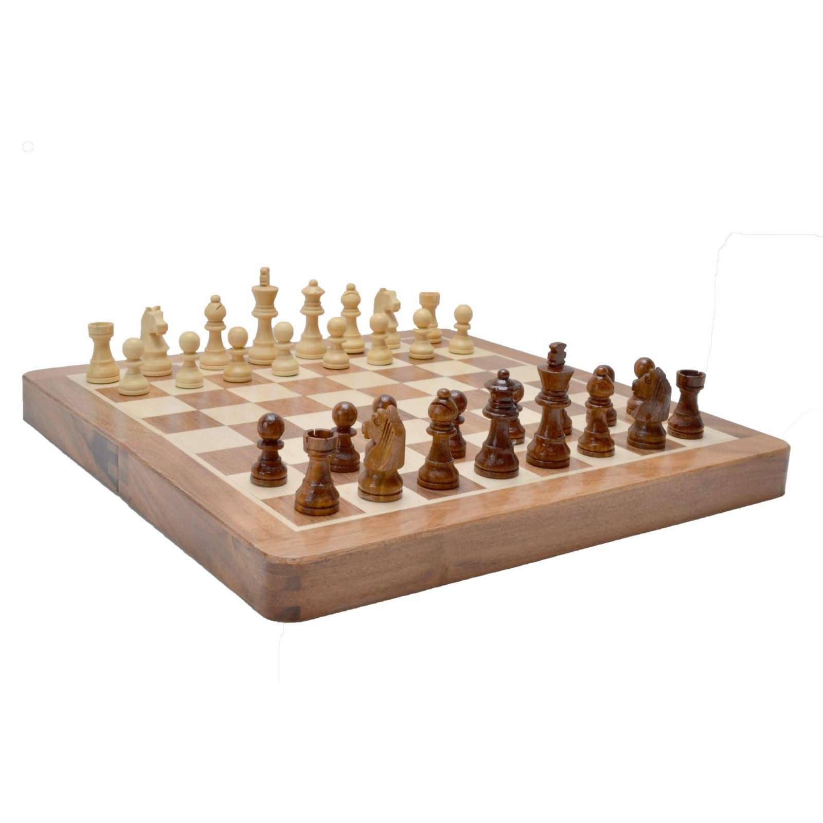 GrandGiftStore Magnetyczny zestaw szachów, drewniany zestaw szachów podróżnych, magnetyczny niestandardowy mini szachy, drewniane szachy / 18 cm