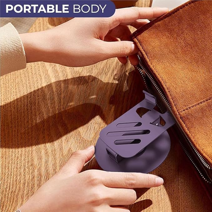 Image of WALLVIEW TECH Aluminium Stand Portable Desktop Phone Stand 360 Rotatable and Foldable Cell Phone Holder Metal Base for Table & Bed Compatible with All Smartphones & Tablets Desk-Purple