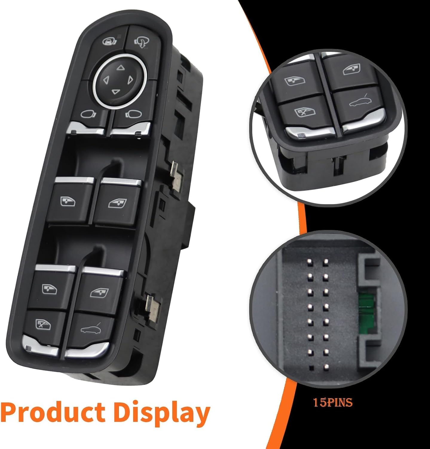 Master Front Left Driver Side Power Window Switch Compatible with Cayenne 2011-2018 Macan 2015-2018 Panamera 2011-2016 7PP959858AEDML