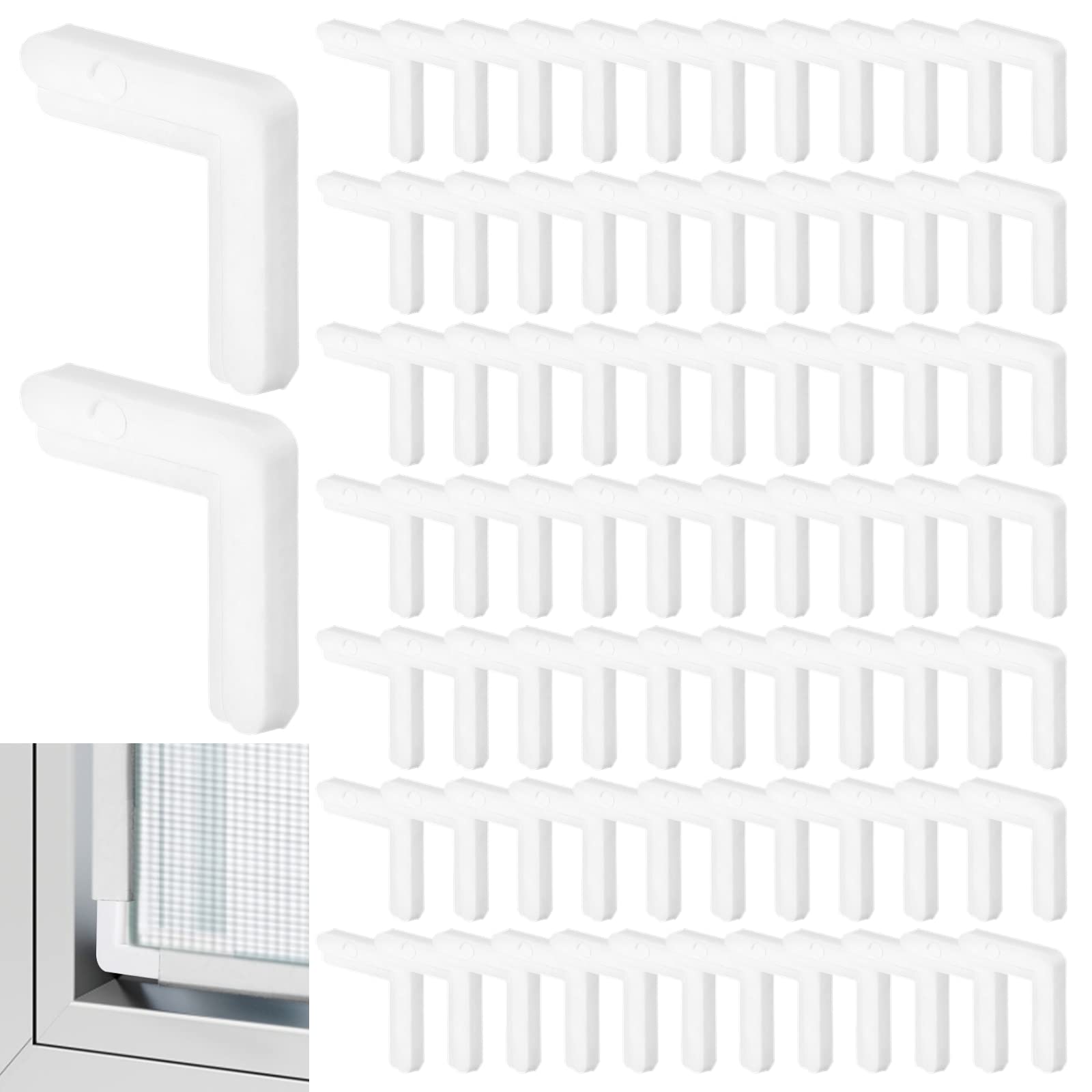 Screen Frame Corners 80PCS, White Mobile Home Screen Frame Corners, Plastic Window Screen Corners for 5/16in x 3/4in Screens, Window Frame Repair Replacement Parts