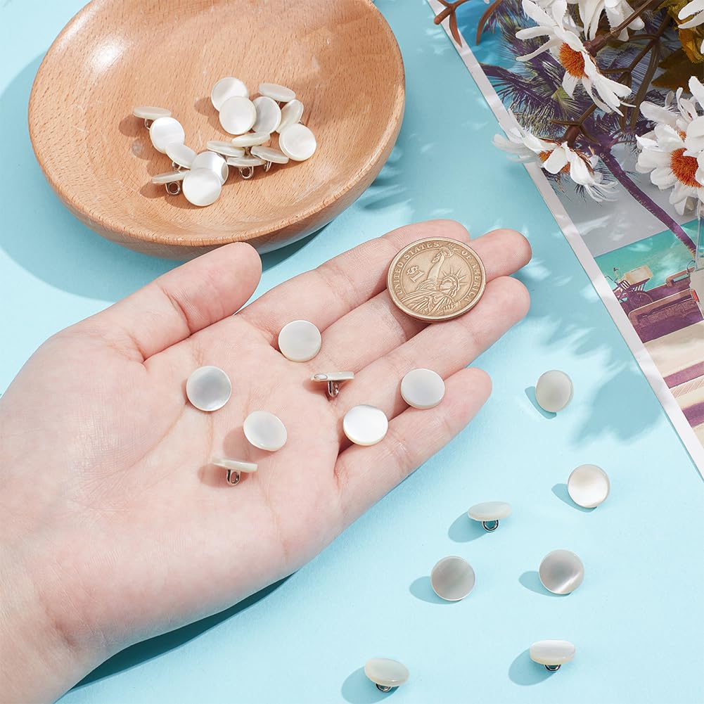 NBEADS 30 Pcs Bouton à Tige En Coquillage, 11mm Bouton à Tige Noir Boutons En Nacre Naturelle Avec Tige Pour Chemise Pour Costumes Couture Crochet Ornement