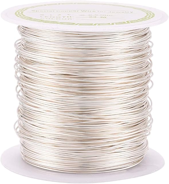 Beadthoven 24Gauge/0.5mm Tarnish Resistant Copper Wire 75 Ft/23M Bendable Metal Wires Silver for Jewelry Wrapping Beading Sculpture Crafts