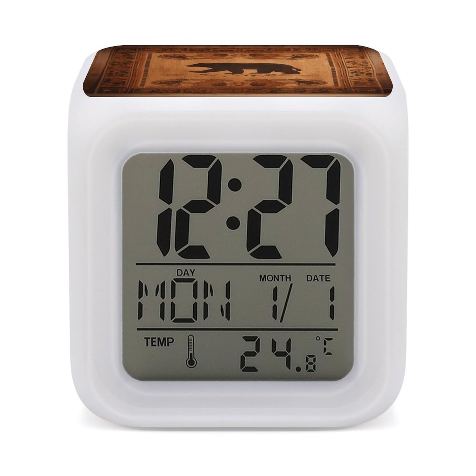 VstaDank Bear Alarm Clock Sleep Trainer 7 Color Changing Night Light Modern Touch Bedside Lamp Fashion Digital Clock with Temperature Display Wake Clocks for Loud Alarm