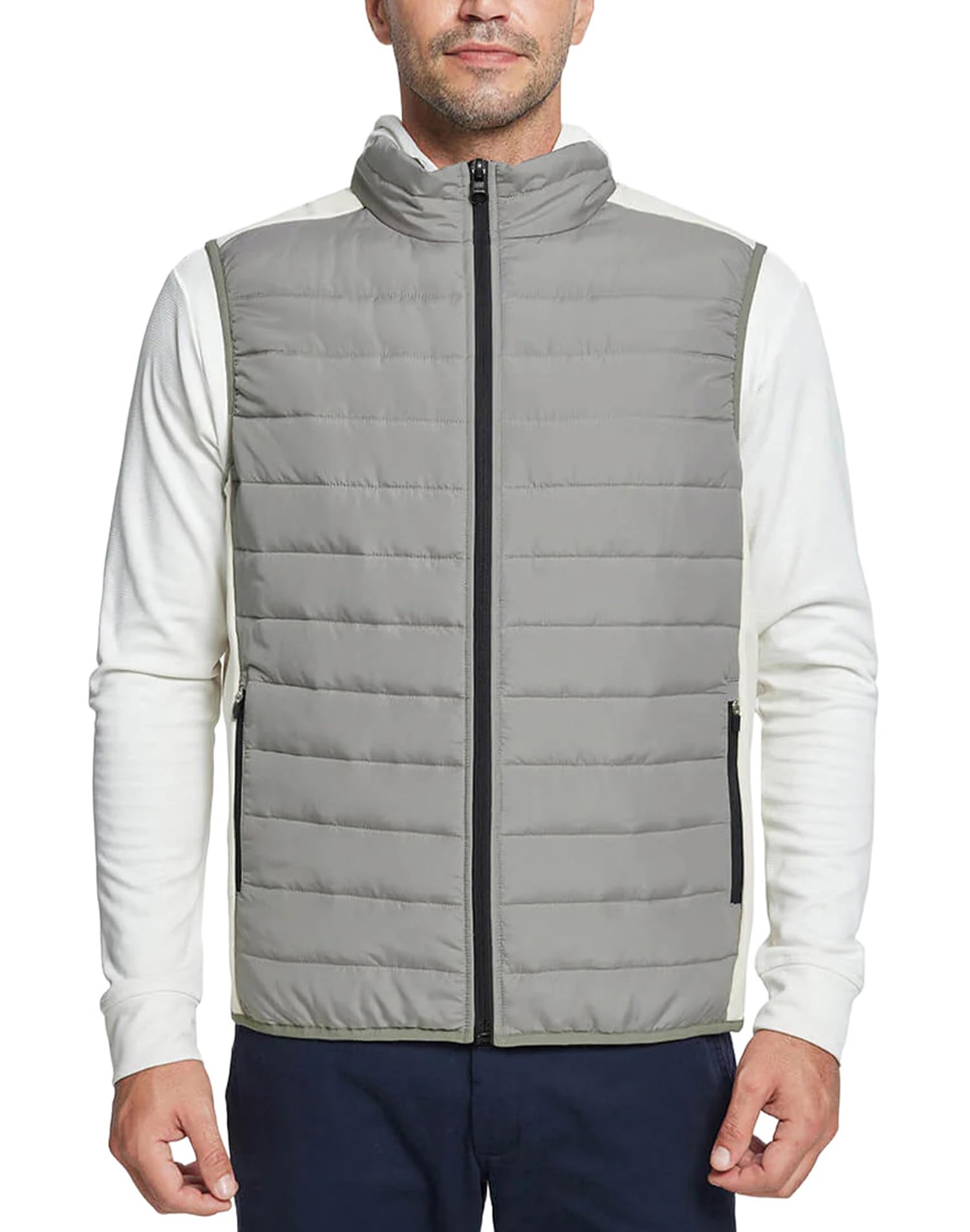 GymBrave Maglietta Da Uomo Inverno All'aperto Maglietta Di Transizione Ibrida Leggermente Alimentata Con Collano a Piedi Maglietta Da Lavoro Con Tasche a Crepa Per Escursioni Da Golf