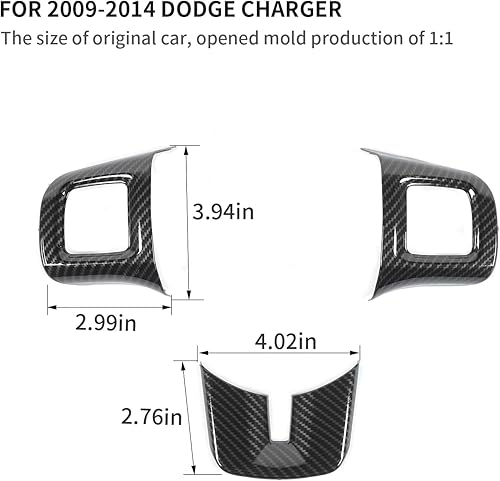 Miniatura 6 de Linskip Moldura para volante compatible con Dodge ChargerChallengerDurangoDart 2009-2014 y Journey 2013-2022, funda para volante para accesorios
