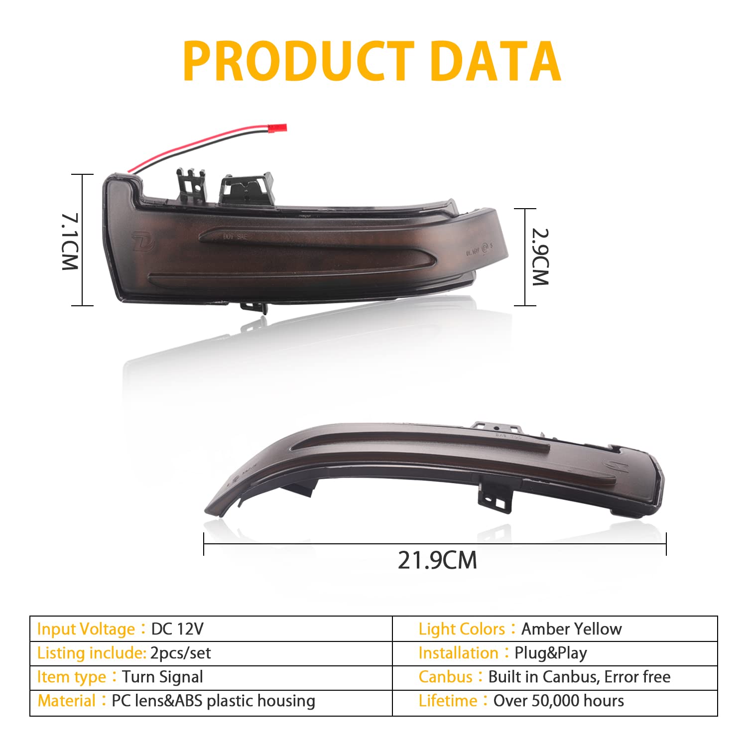 Coppia di Indicatori di Direzione, Indicatori di Direzione Sequenziali Ambra Compatibile con Mercedes Benz W176 W246 W204 W212 W221 CLA C117 X156 X204 W218, 2 Pezzi