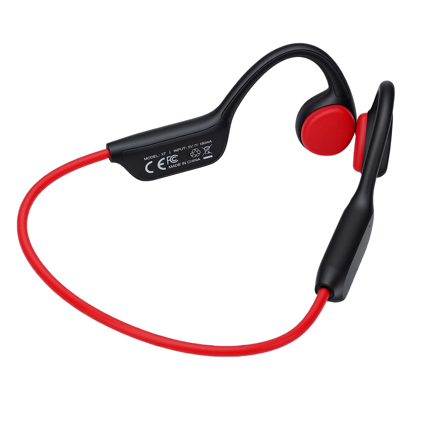 Annadue Cuffie a Conduzione Ossea, Auricolari Wireless IPX8 Impermeabili con Lettore MP3 da 32GB Integrato per Nuoto e Allenamenti, Bluetooth 5.4 Headset Open Ear per Sport (rosso)