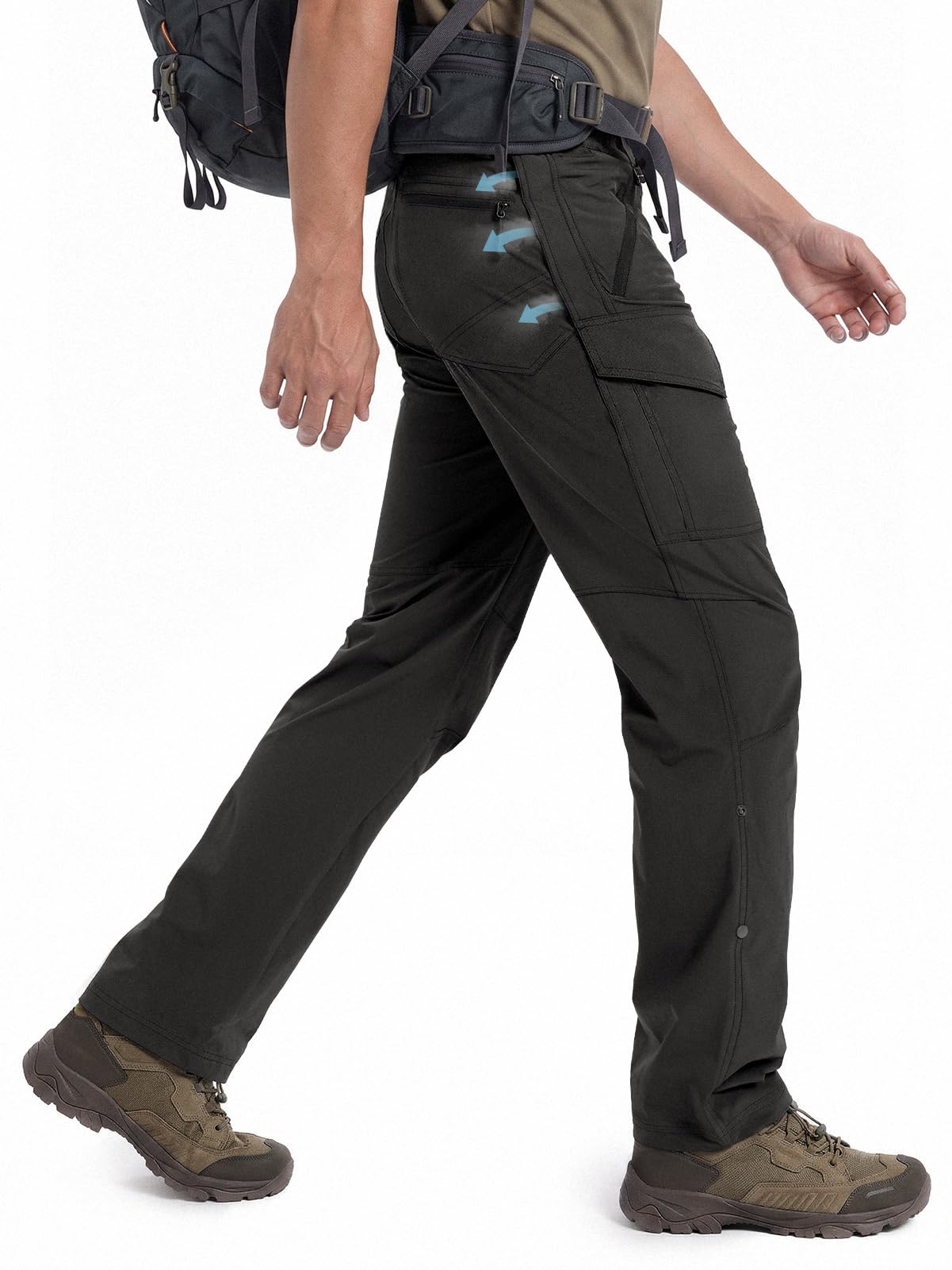 Moosehill Hiking Pants Men Breathable: Mesh Vents Lightweight Quick Dry Water Resistant Stretch 6 Pockets for Outdoor Hikers — view 13