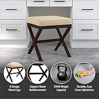 Vista 4 de Hillsdale Morgan - Taburete tapizado sin espalda para sala de maquillaje o baño, color espresso