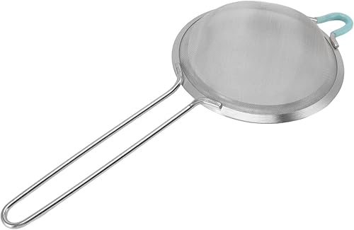 Miniatura 7 de Colnder fino de malla 60, tamiz de harina de acero inoxidable, colador de mano con mango extendido para un fácil uso en la cocina (7.9 in)