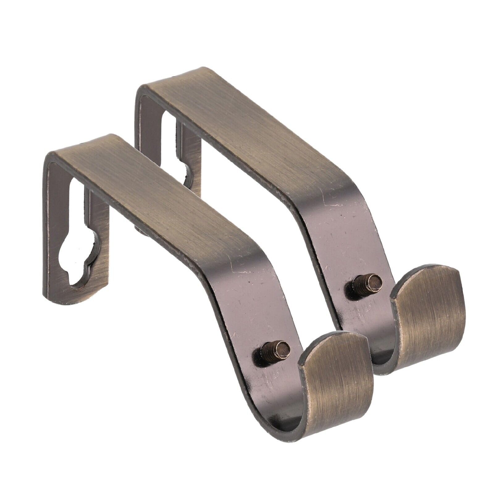 Lister Cartwright Antique Brass (Metal Bracket) 19Mm Curtain Pole Brackets With Adjustable Screws Metal Finish (Pack Of 2)