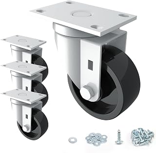 Jack Boss 3 Inch Caster Wheels Swivel (Set of 4) Heavy Duty 360 Degree Swivel Top Plate Castors No Brake No Noise Floor Protection 1800lbs
