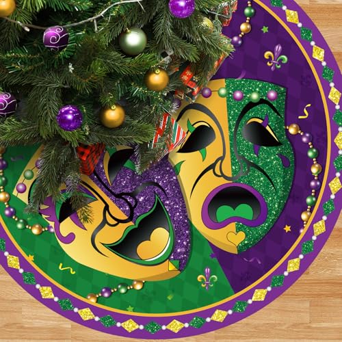 BlossomSound Carnival 36 Inch Masquerade Party Tree Mat - Mardi Gras Theme Decoration