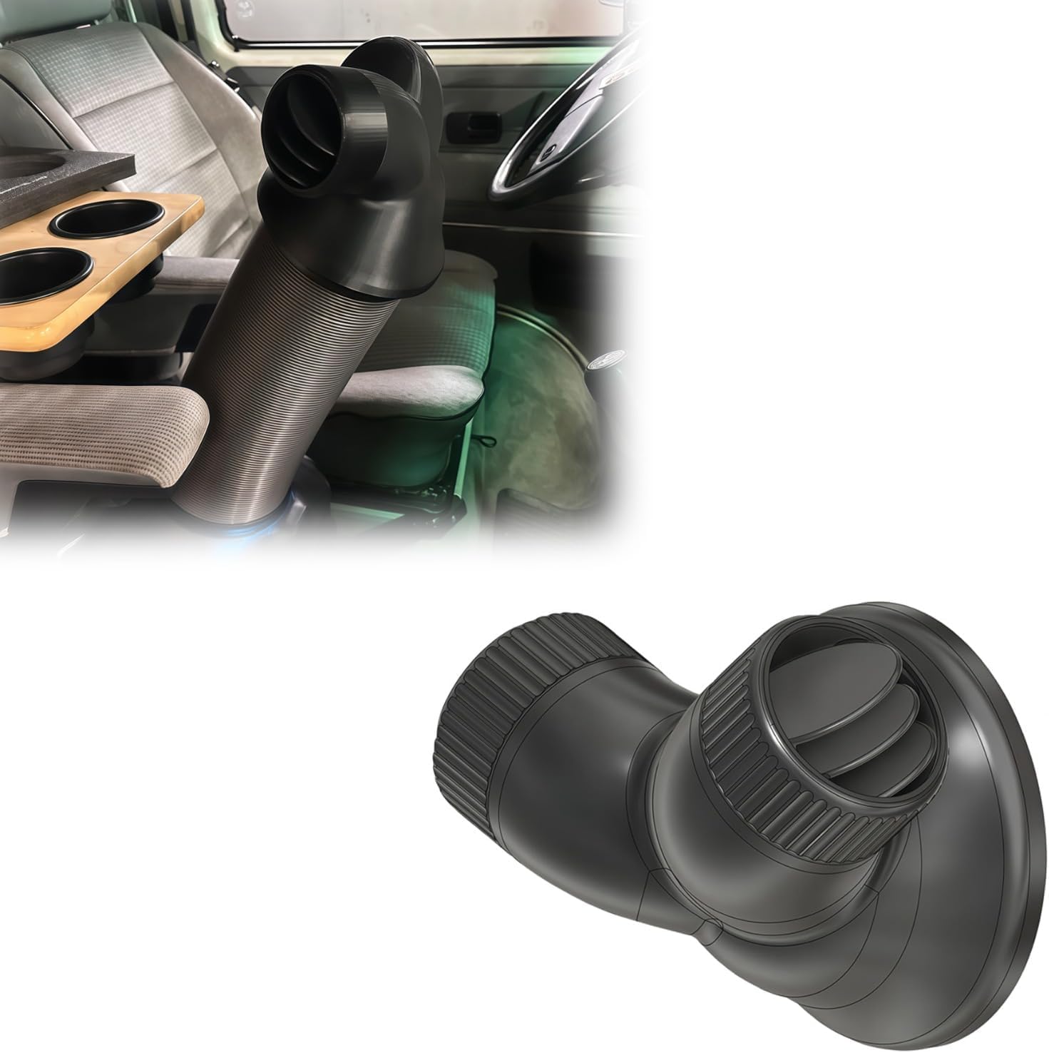 Dual Vent Adapter compatible with EcoFlow Wave 2 and Wave 3 Portable AC, Y connector for directing flow RV Ventilation