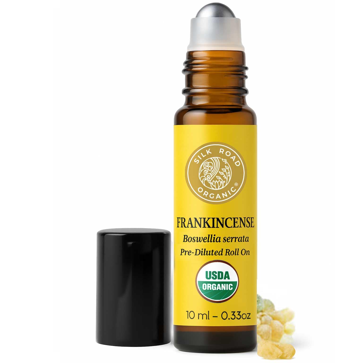 Silk Road Organic Frankincense Serrata Essential Oil Roll on for Deep Relief of Body Aches & Stiffness | USDA Certified Aromatherapy Roller (10 ml)