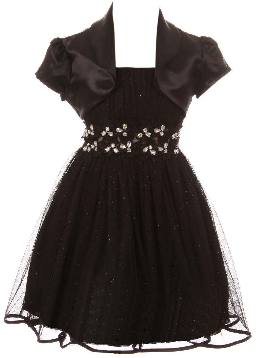 BluNight Collection Beautiful 2 Pieces Bolero Dress Rhinestones Shiny Holiday Flower Girl Dress USA