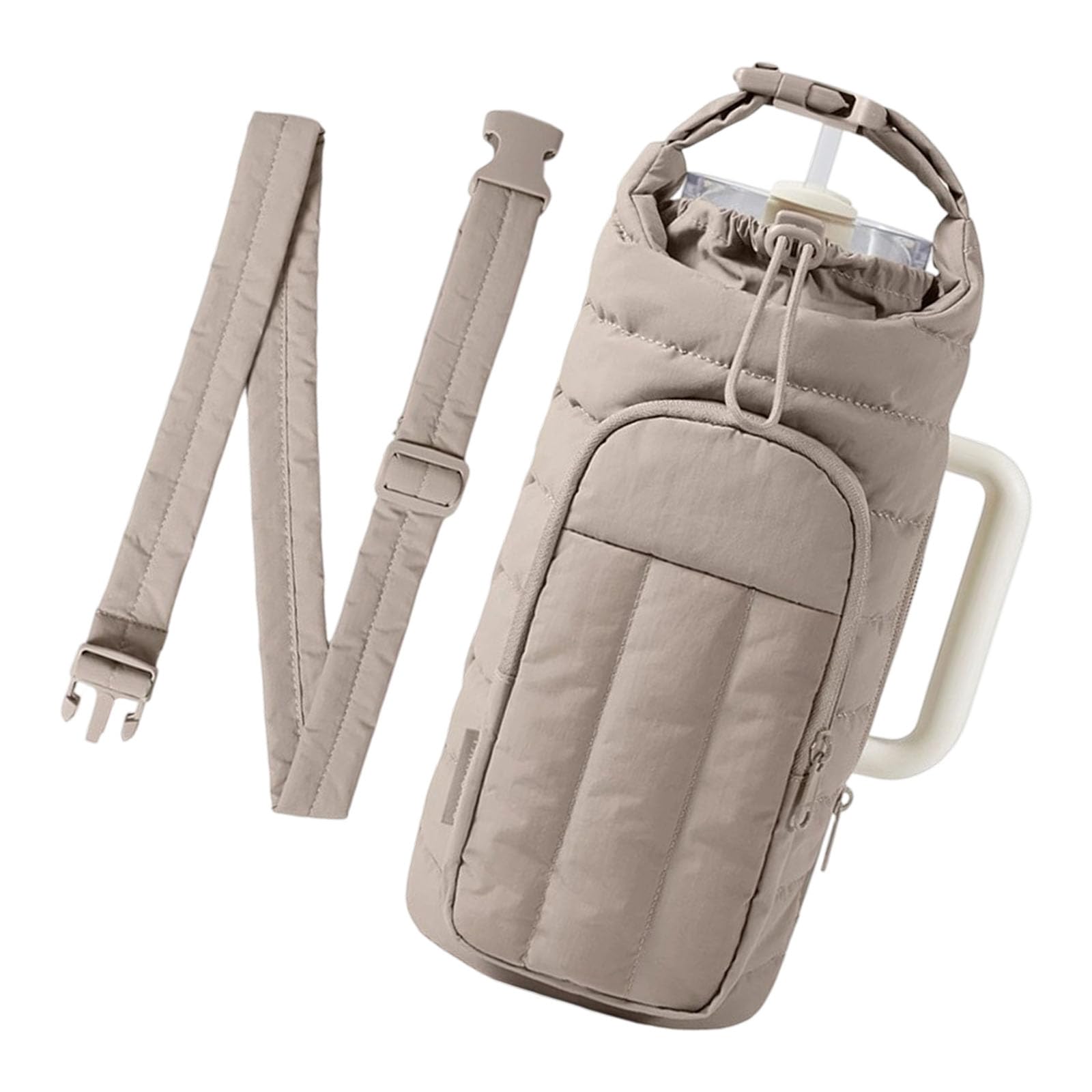 Tsophreniq Crossbody Insulated Water Bottle Carrier Portable Thermal Bag for Camping Sports Sturdy Fabric Design Hiking Travel Water Bottle Carriers