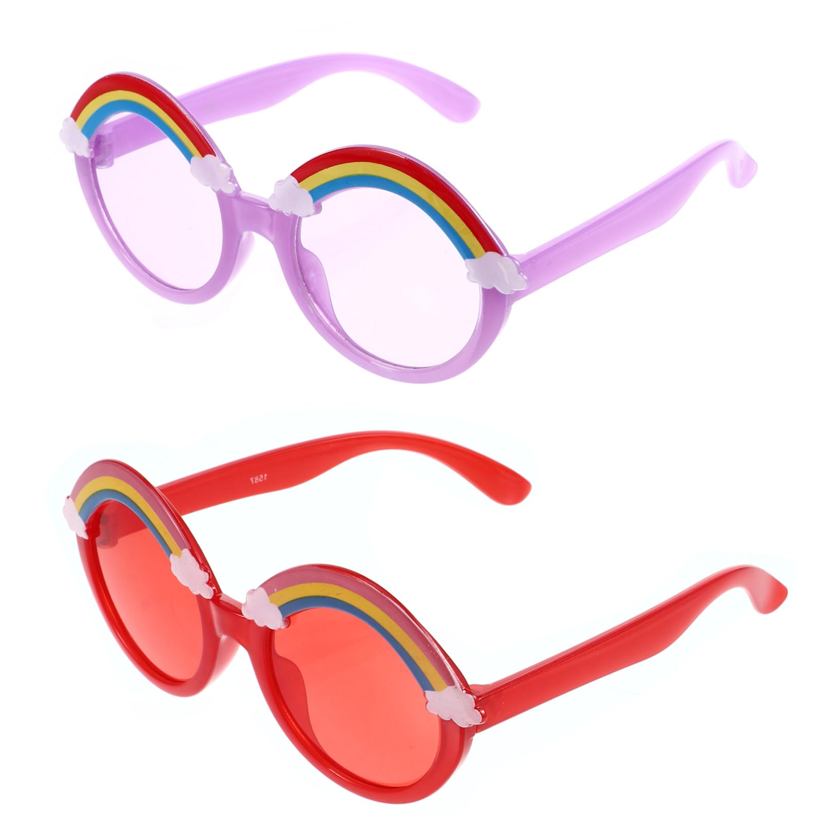 VANZACK Chic Cartoon Children Sunglasses 2 Pairs Round Frame Design Lightweight and for Daily Use Birthday and Outdoor