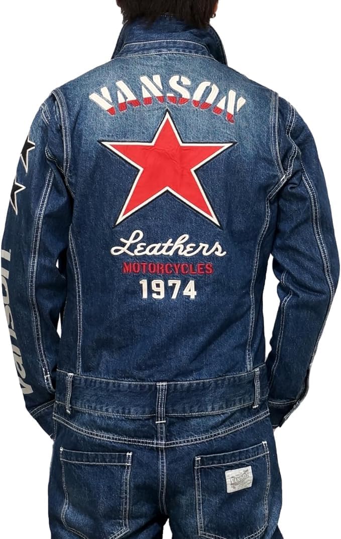 美品 廃盤モデル VANSON つなぎ デニムオールインワン ワン 美品 廃盤モデル VANSON つなぎ デニムオールインワン ワン