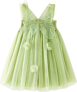 Miipat Toddler Girls Tulle Dress Butterfly Flutter Sleeves Fairy Dress Baby Layered Birthday Party Dresses