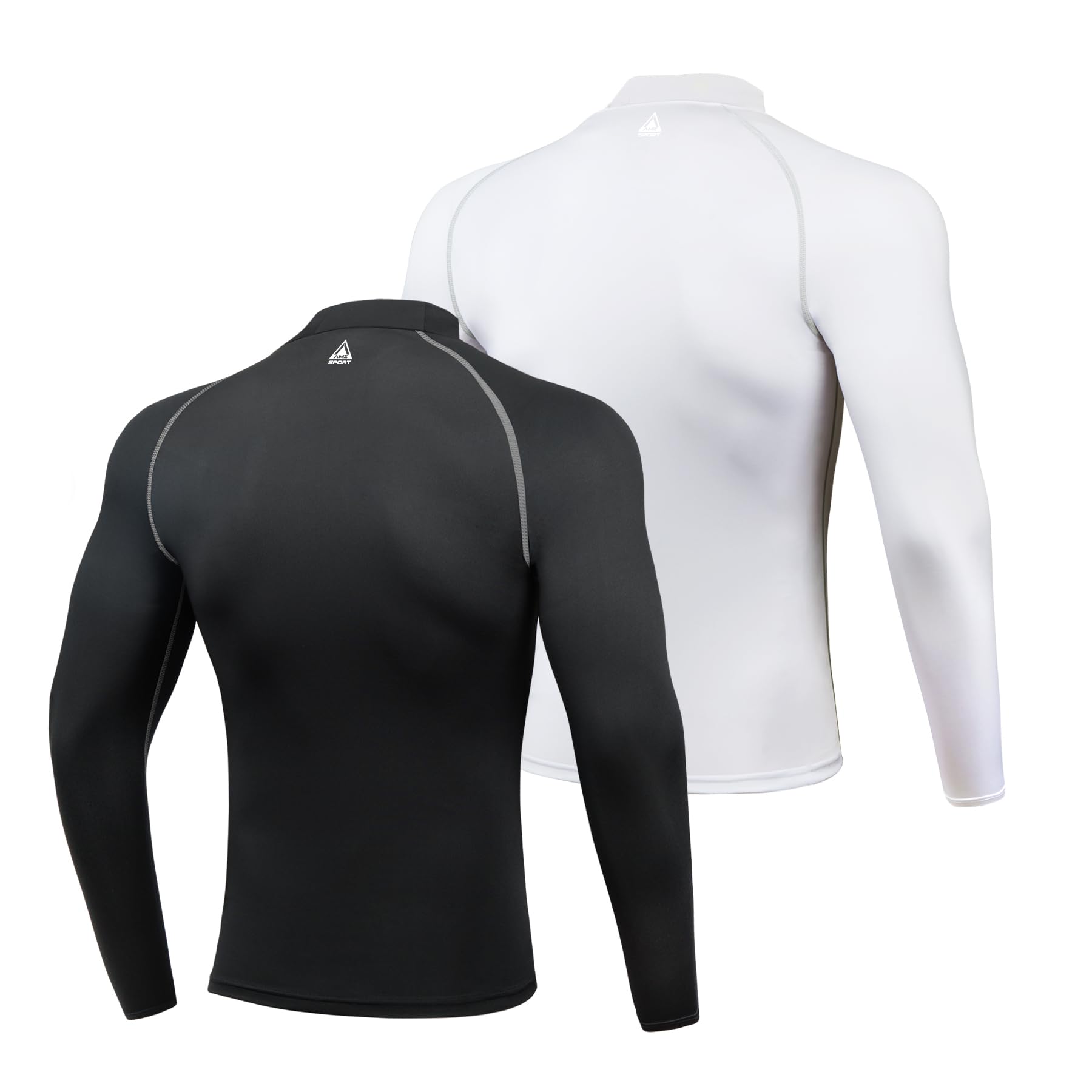 AMZSPORT 2 Pezzi Maglia Compressione Uomo Maglietta Termica Manica Lunga Maglie Sportiva Shirts Traspirante da Asciugatura Rapida Camicia Fitness Palestra