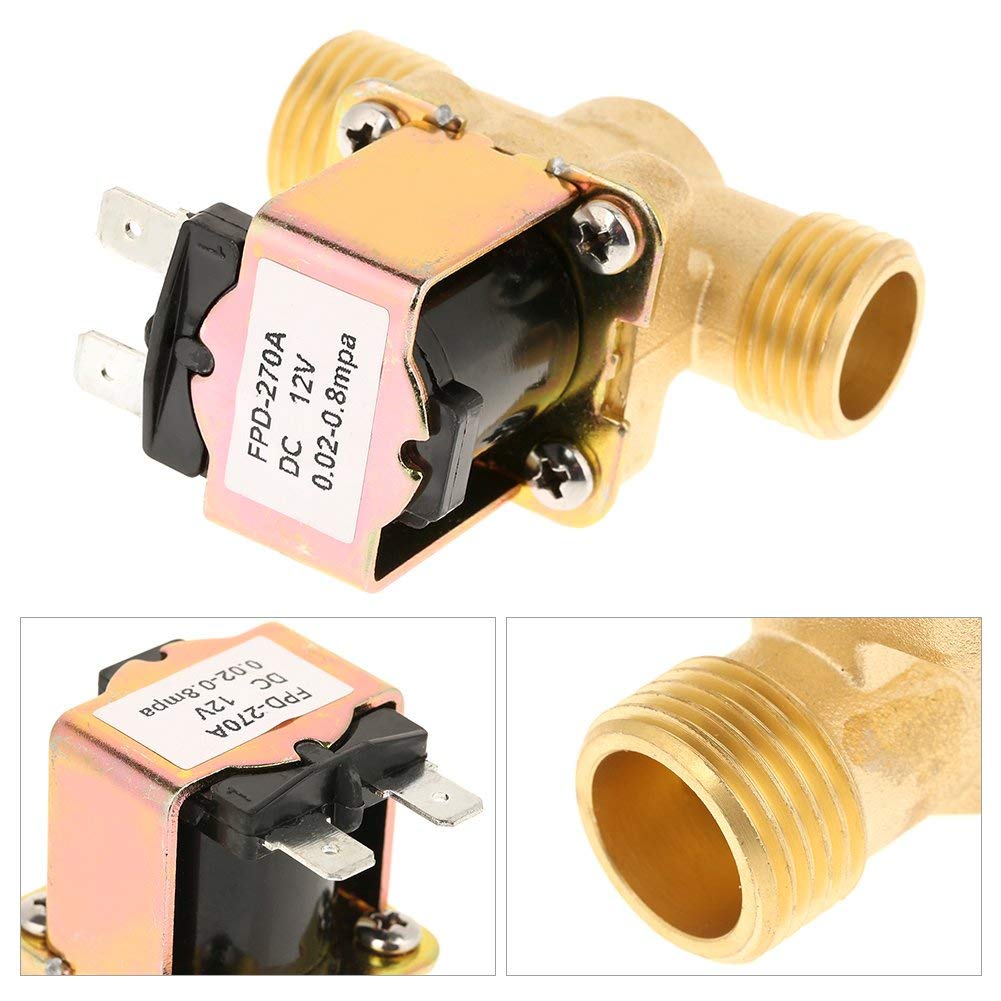 Elektromagnetyczny zawór elektryczny 1/2 "DC 12V mosiądz normalnie zamknięty elektromagnetyczny zawór regulacji wody