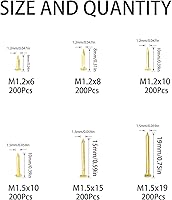 Vista 3 de 1200Pcs Small Tiny Nails Carbon Steel Brass Plated for Wooden DIY Micro Mini Nails M1.2/1.5 Assortment Kit 6 Sizes