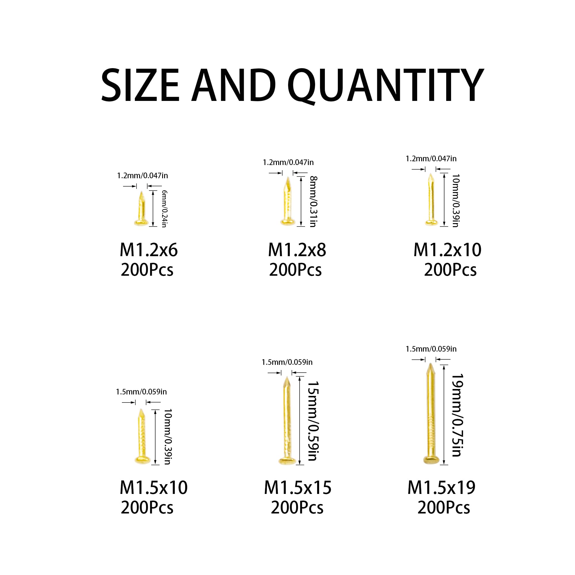 1200 Tiny Nails - Carbon Steel & Brass DIY Kit -3 1200 Tiny Nails - Carbon Steel & Brass DIY Kit -3