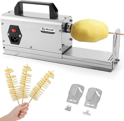 CGOLDENWALL 3 en 1 eléctrico Tornado Cortador de patatas en espiral Cortador de patatas torcido Cortador de papas en espiral Cortador de verduras de