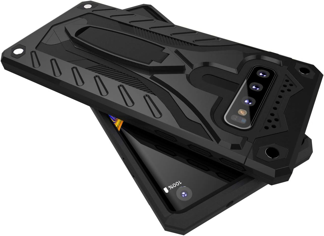 Kitoo Designed for Samsung Galaxy S10 Plus Case with Kickstand, Military Grade 12ft. Drop Tested - Black