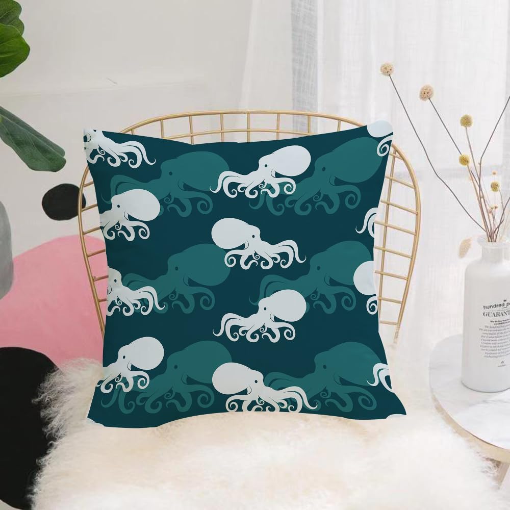 Hyosxw Octopus, Octopus Silhouette Animal Ocean The - A4 Cushion Cover,Throw Pillow Case Home Decorative For Living Room Bedroom Sofa Chair 18X18 Inch,Octopus, Octopus Silhouette Animal Ocean Theme L Elements Modern Design Decorat,Pillowcase 45X45cm
