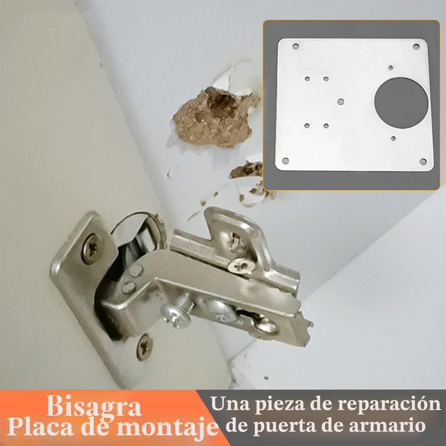 Placa Reparación Bisagra,4 Piezas unidades acero inoxidable juego de reparación con tornillos de fijación para muebles de madera, cocina, armarios, muebles