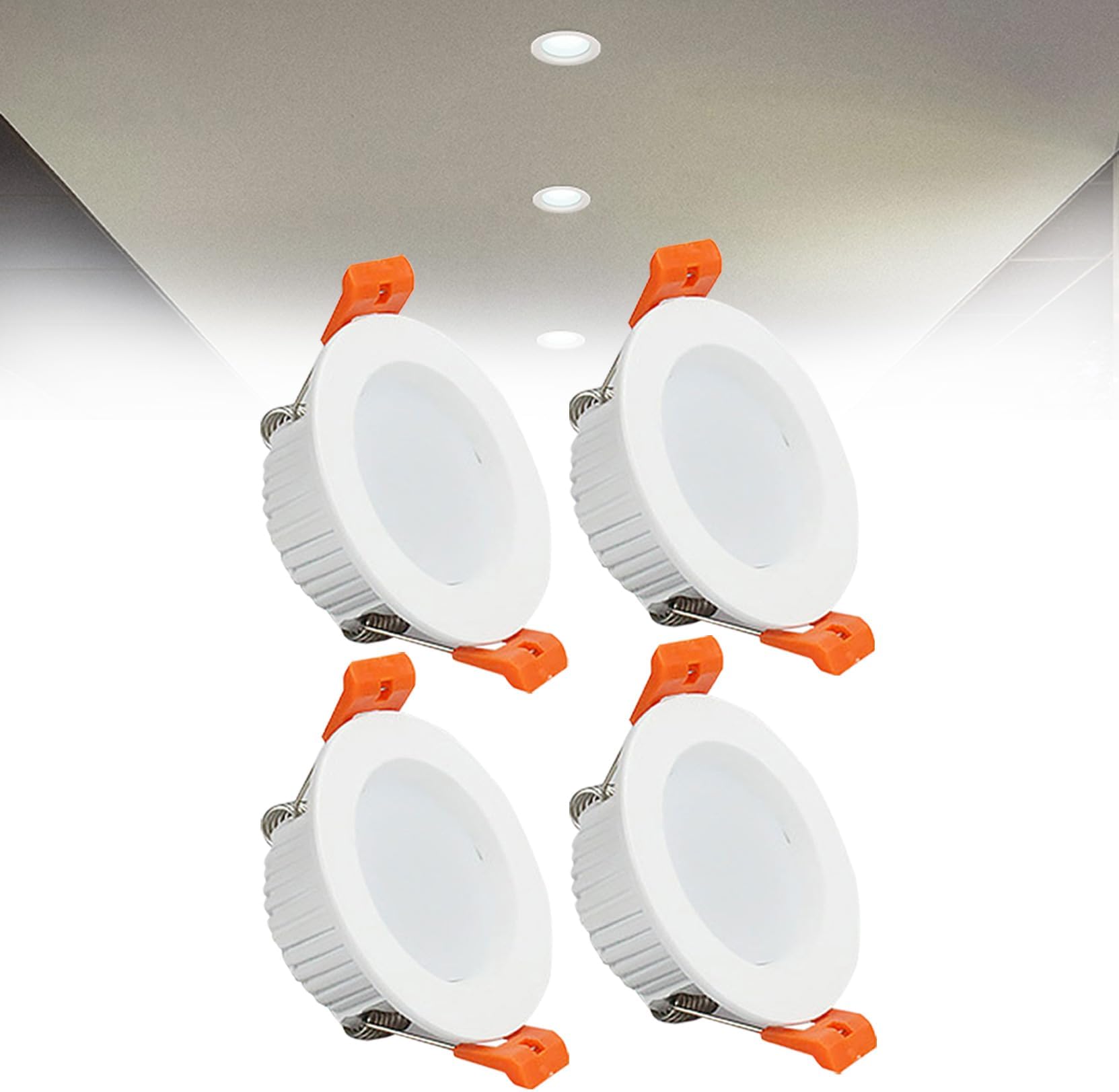 3W LED Recessed Ceiling Spotlights, 6000K Cold White Ultra Slim Panel Light, Cut Φ50-55mm, AC110-240V Round Downlights for Living Room Office, 4 Pack