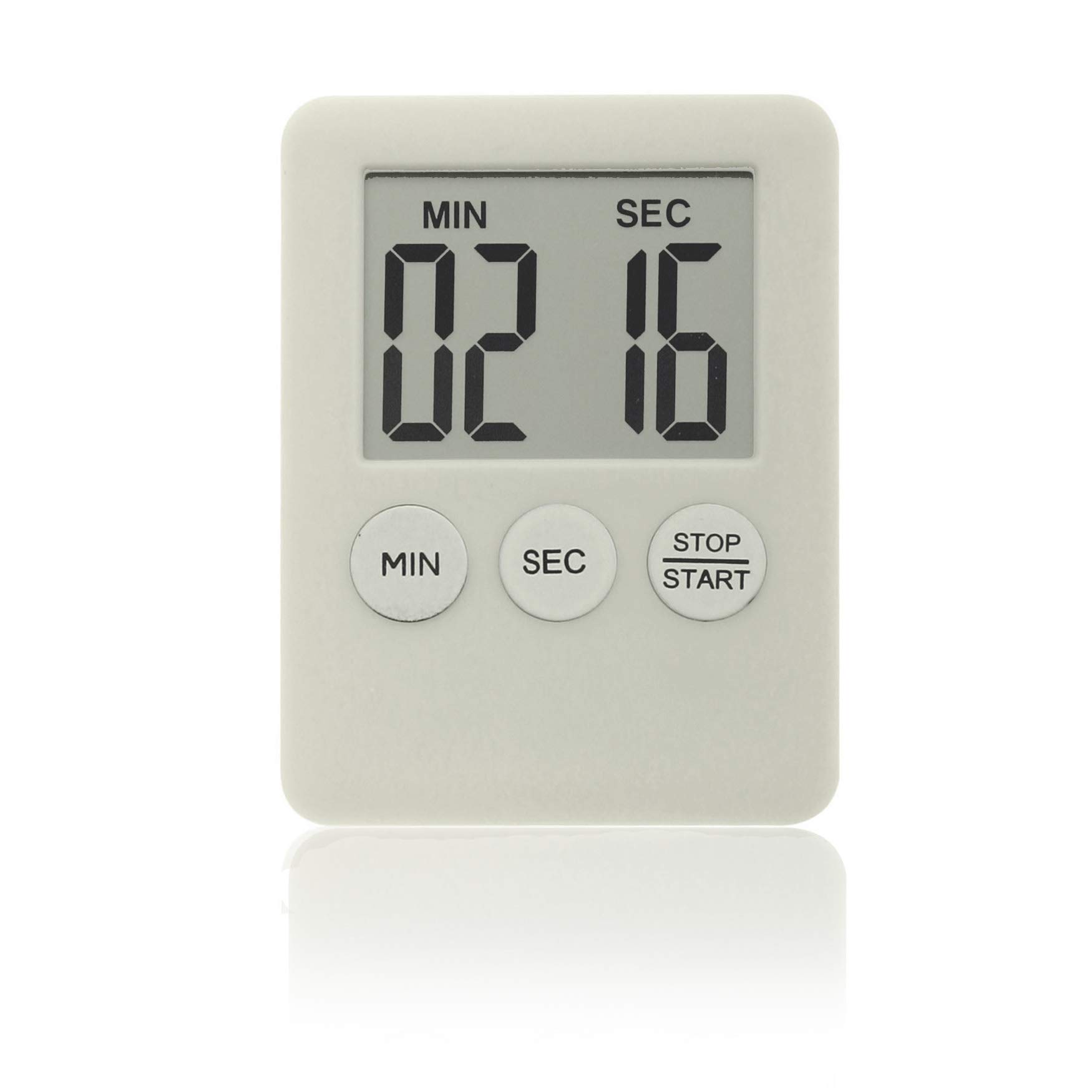 JSG Accessories Small Magnetic Kitchen Timer Digital Cooking Timer Countdown Large LCD Screen in White