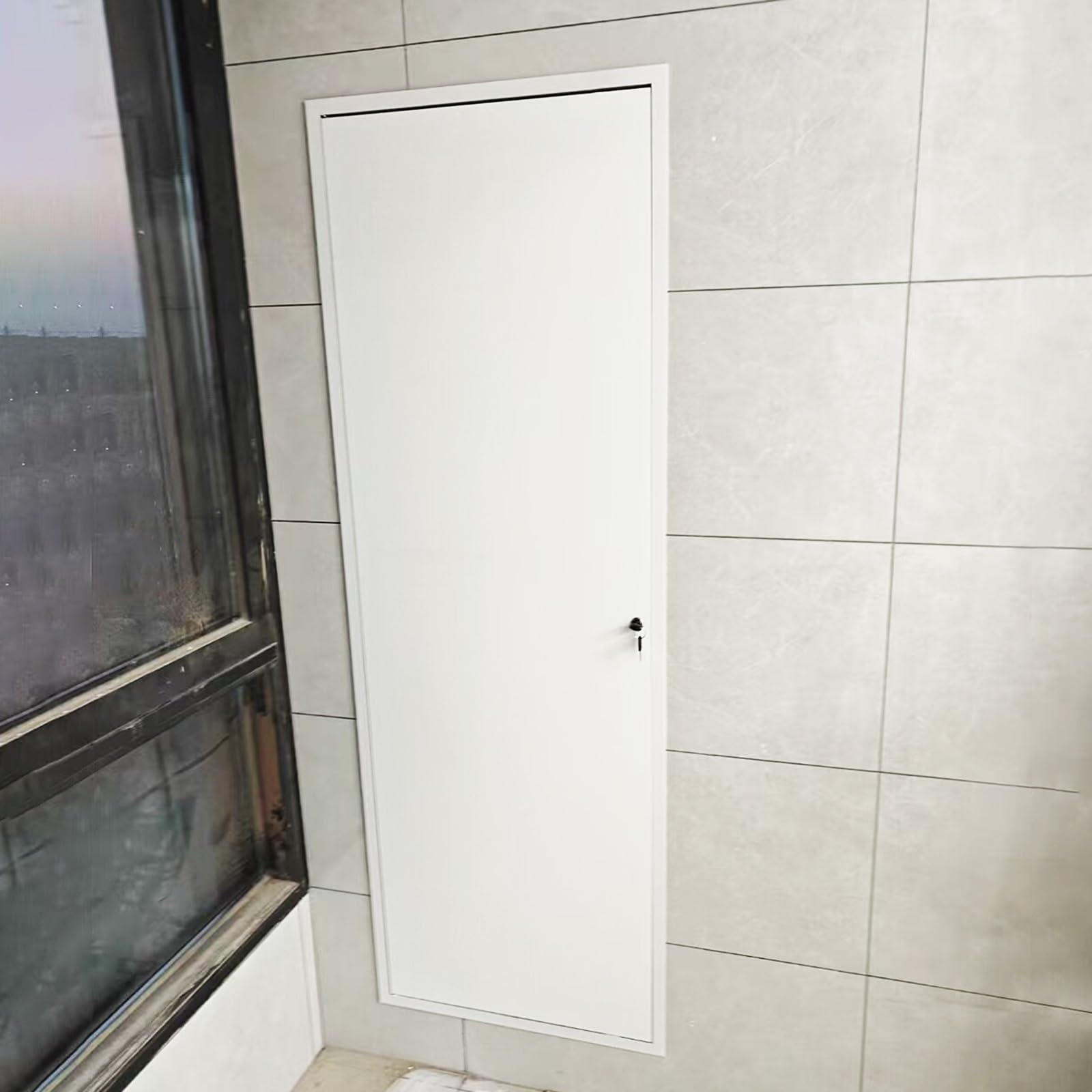 Zamykany panel dostępu ściennego 140 cm do płyt kartonowo-gipsowych – aluminiowa osłona luku poddasza dla łatwego dostępu do instalacji wodno-kanalizacyjnych i kabli (35 x 160 cm / 13.86x62.99in