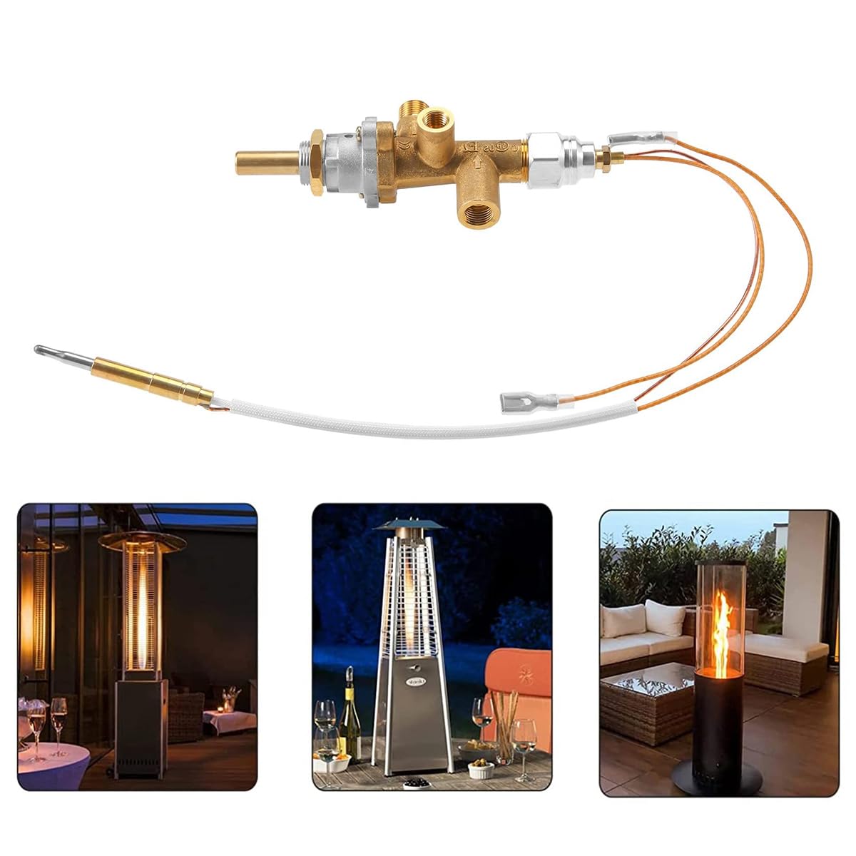 Vanne de commande de chauffage de terrasse à gaz, capteur de thermocouple, bouton de commutateur de décharge, ensemble de ports pilotes de commande de foyer au propane