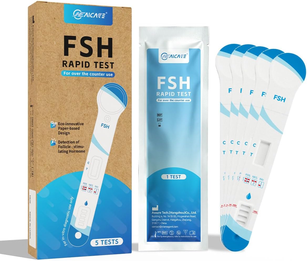 FSH Hormone Test Strips, Disposable Paper‑Based At‑Home Hormone Monitoring & Tracking Strips for Women 5‑Count Menopause Test kit at Home