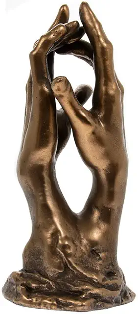 Bronzed Hands Entwined Sculpture - Rodin Inspired Antique Figurine Collectible