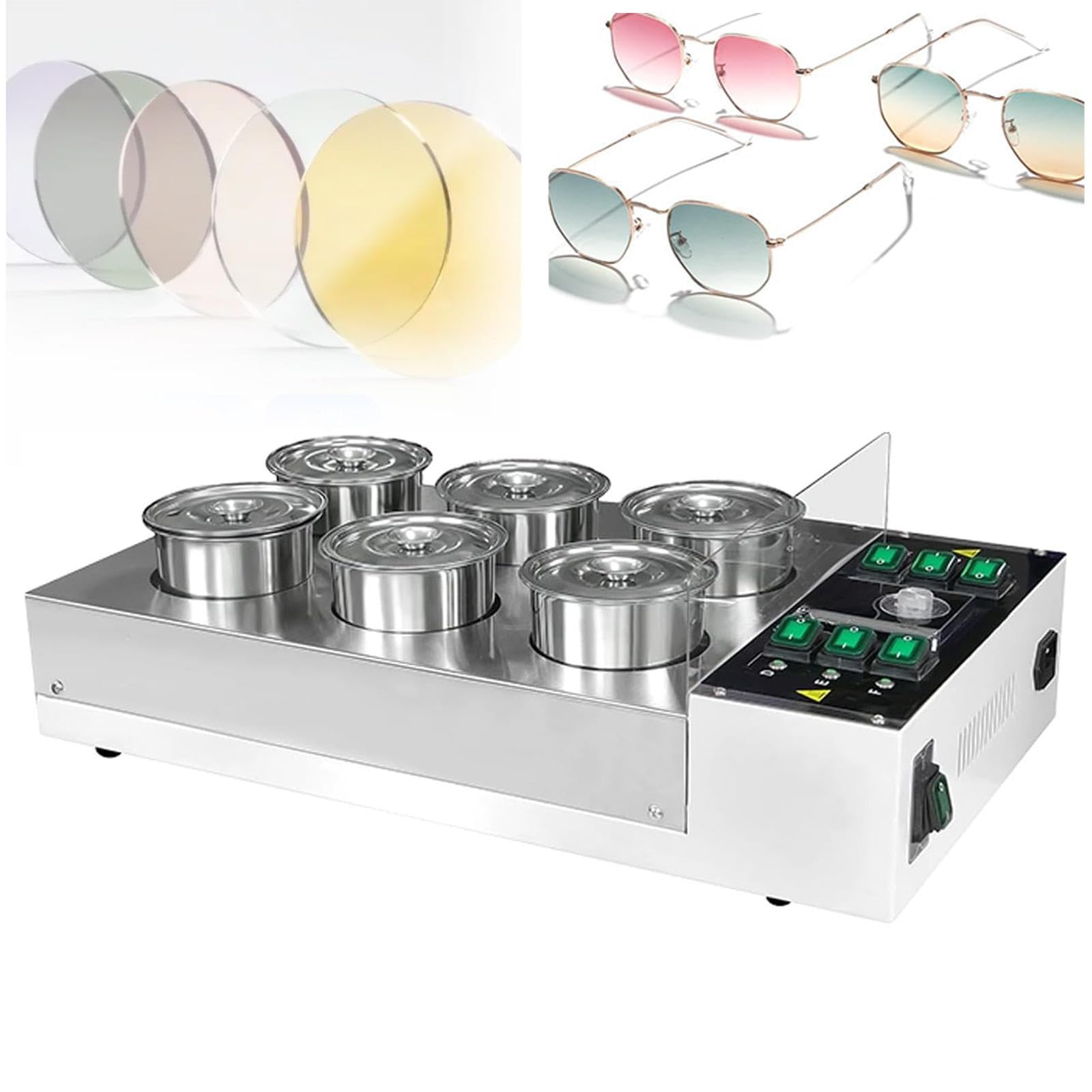 ZHJOPP 600W Eyeglasses Lens Dyeing Machine,Optical Lens Dyester for Eyewear Manufacturing,Lens Coloring Equipment for Optical Industries (6Cups)