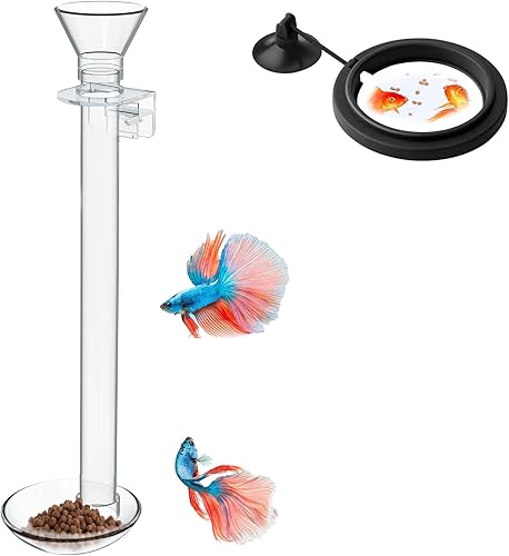 Acrylic Shrimp Feeder Tube (Clip Type) with Feeding Ring and Tube Brush, Fish Feeding Kit for Aquarium and Fish Tank, Overall Length 11.8 Inch